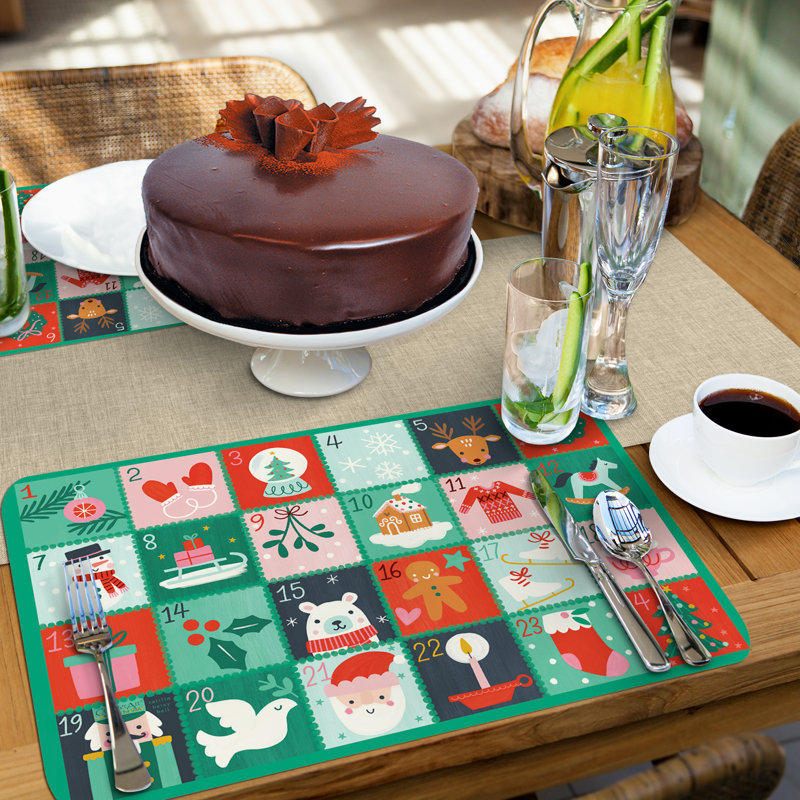 Ensemble de 4 napperons réversibles Christmas Care