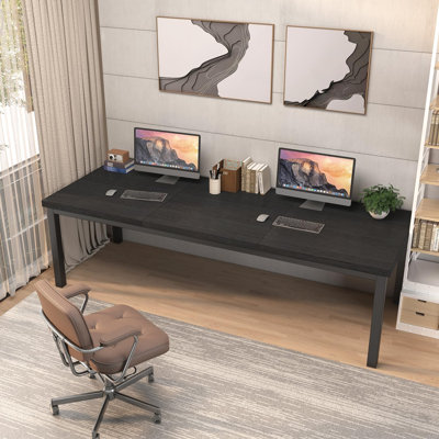 Bureau d'ordinateur de 180 cm (70,8 pouces), table moderne avec plateau épais, bureau spacieux pour 2 personnes, poste de travail idéal pour étudier et écrire à la maison, travail à domicile, montage facile, noir