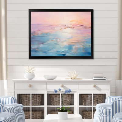 Pink And Blue Pastel Sunset - Coastal Waves Wall Art