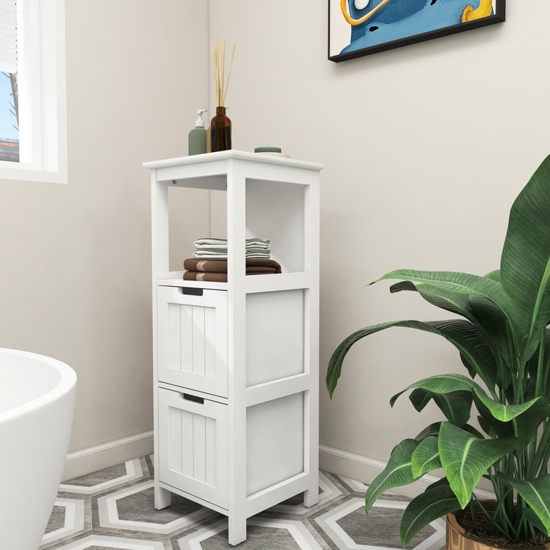 Rangement de salle de bain blanc avec 2 tiroirs et 1 tablette - Améliorez votre armoire de rangement et pour ranger les nécessités