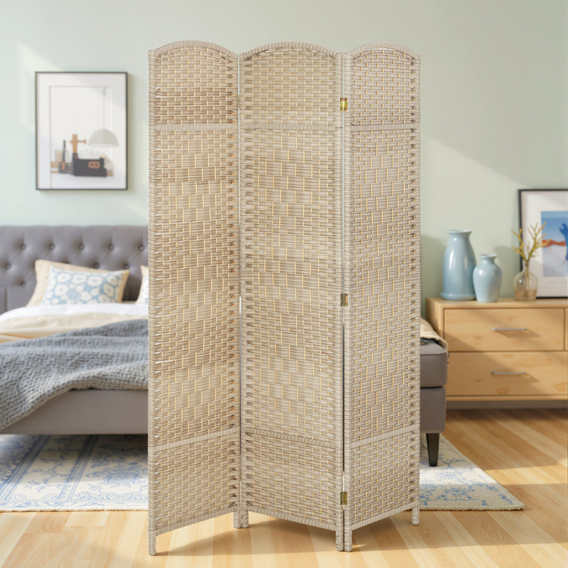 Paravent pliable à 3 panneaux, 1,83 m de hauteur, en bois, chêne blanchi, pour bureau à domicile., 3