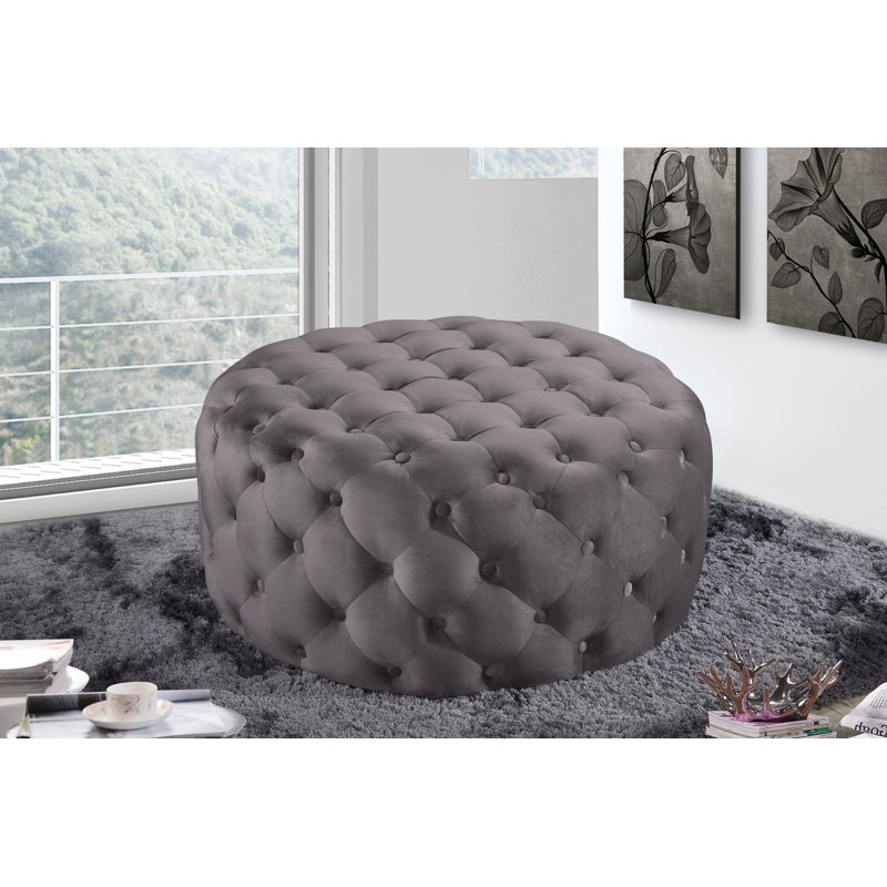 Repose-pieds rond 36 po Plattsburgh, Velours gris