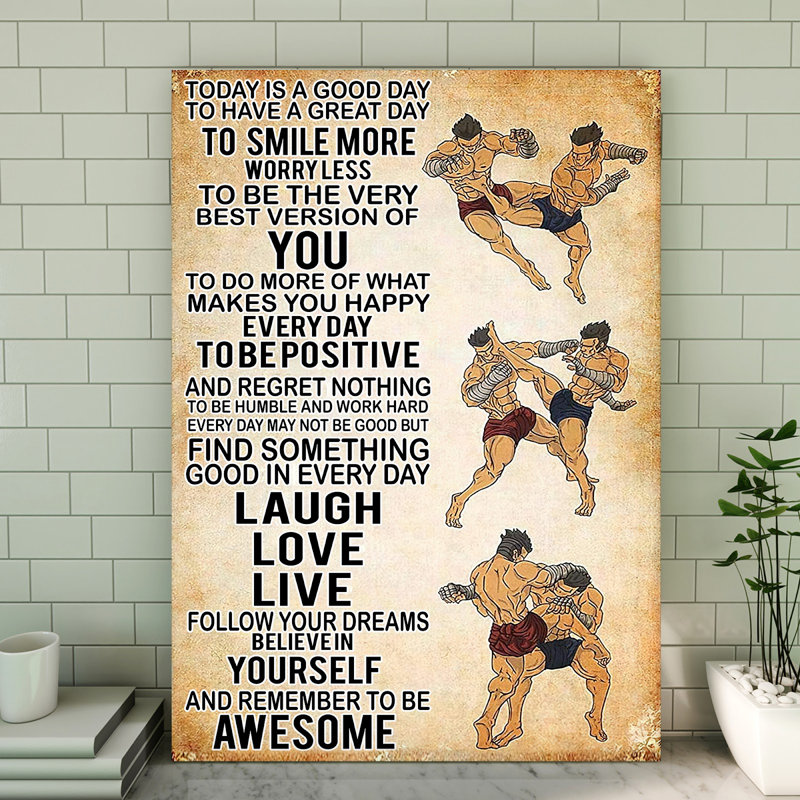«Wrestling» - Toile tendue Gallery «Keep To Awesome», H 20 po x l 16 po x P 2 po