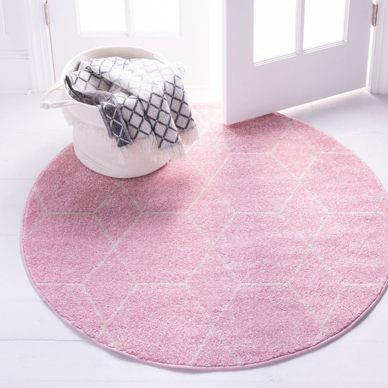 Tapis contemporain Tellaro couleur gomme à bulles, Rond 4 pi