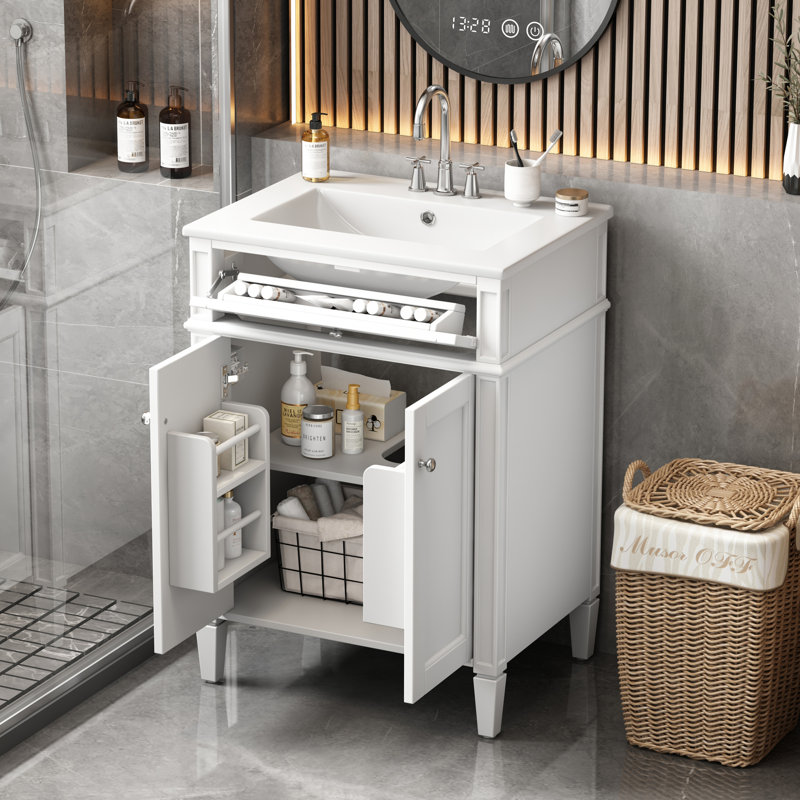 Meuble-lavabo 24 po avec comptoir en céramique, Blanc