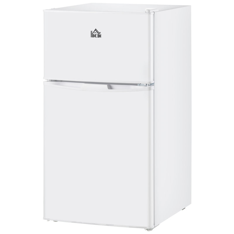Double Door Mini Fridge With Freezer, 3.2 Cu.Ft Compact Refrigerator With Adjustable Shelf, Adjustable Thermostat And Reversible Door For Bedroom, Dorm, Home Office, White