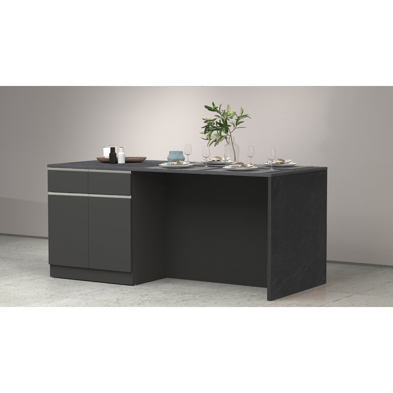 Sadrac Wood Kitchen Island, Anthracite Grey/Grey