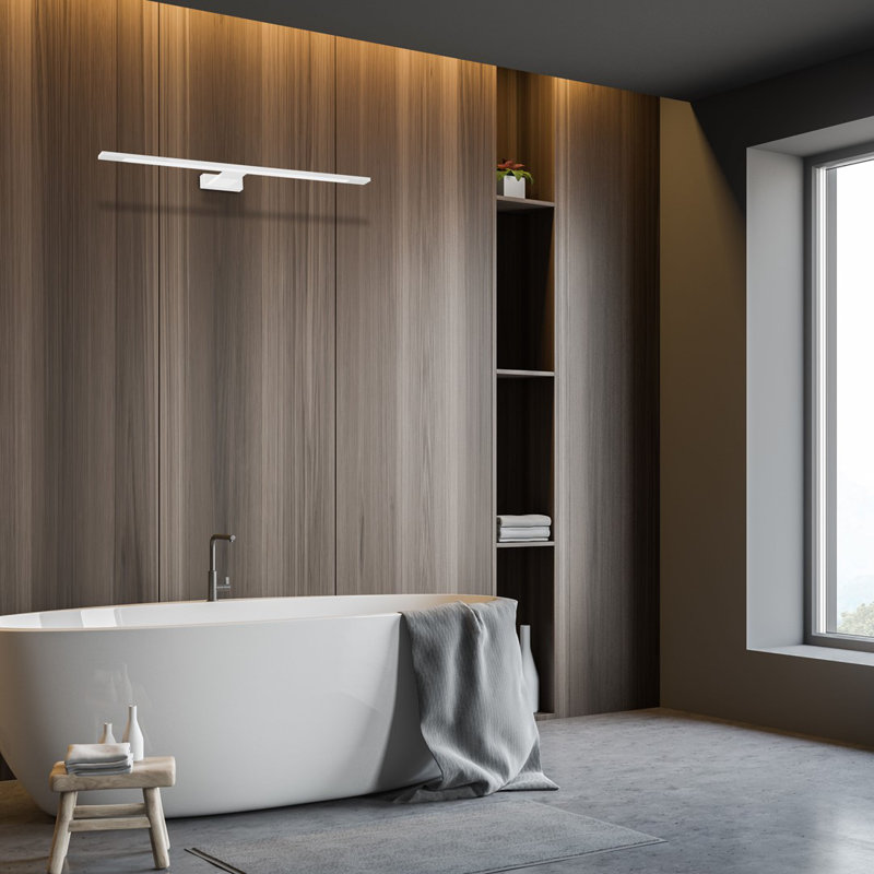 Shine Steel LED Armed Sconce, White, 4cm H x 60cm W x 12cm D