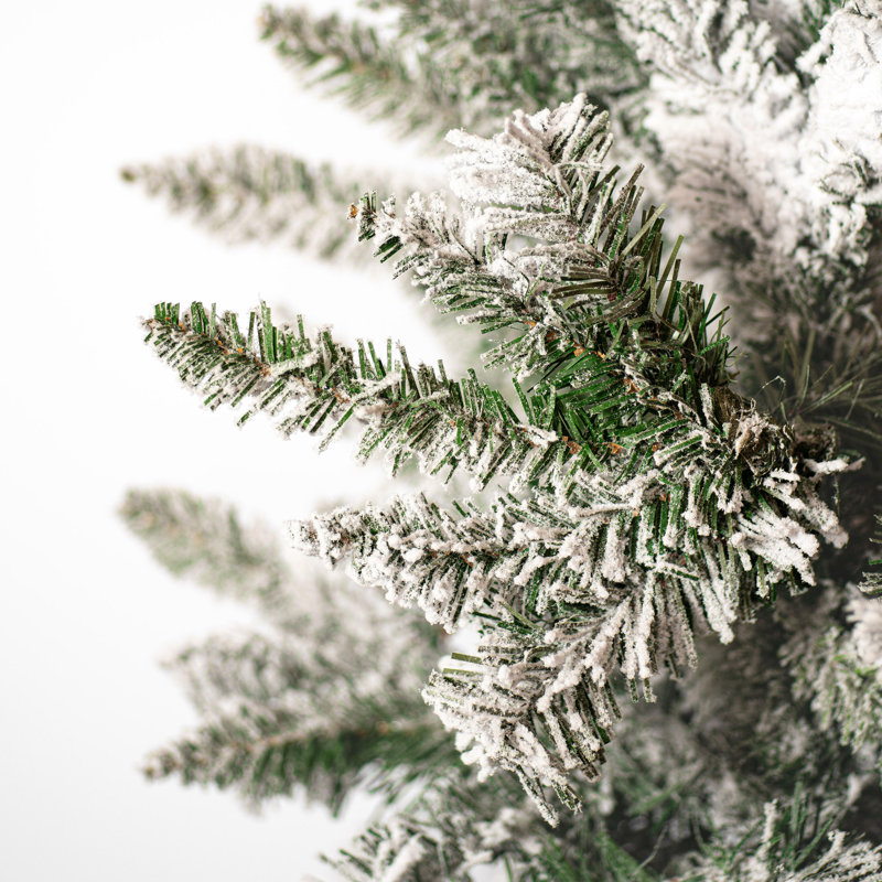 Utica Flocked Fir Slim Unlit Artificial Christmas Tree, 7.5' H