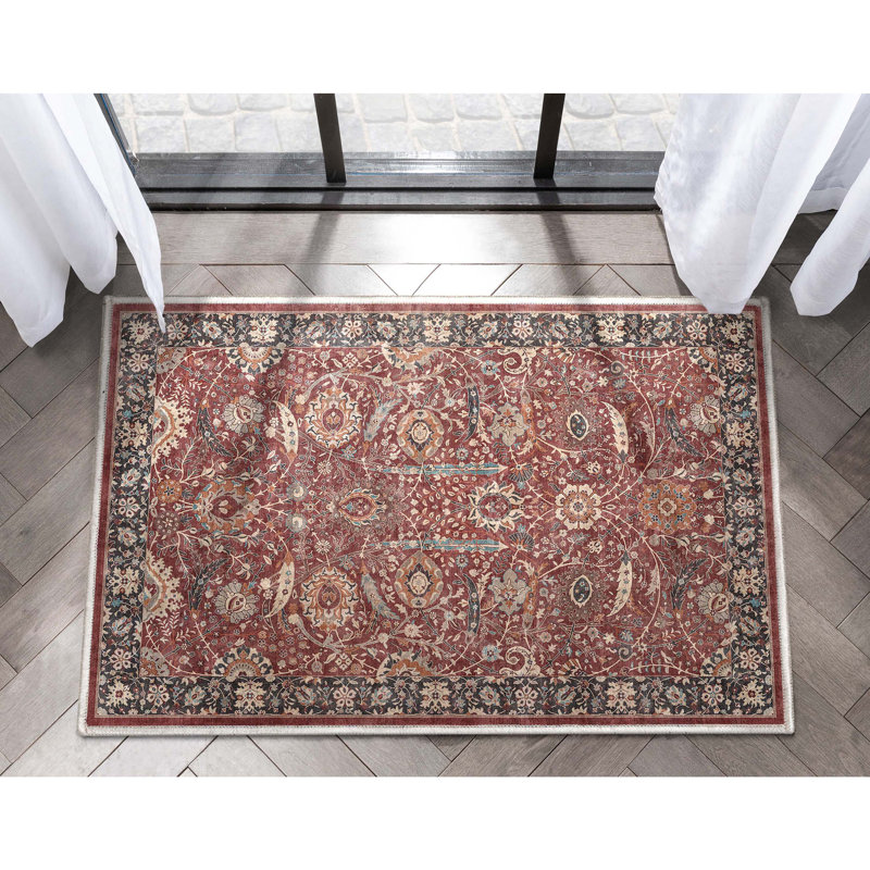 Asha Oriental Persian Flat-Weave Red Rug, Rectangle 2' x 3'