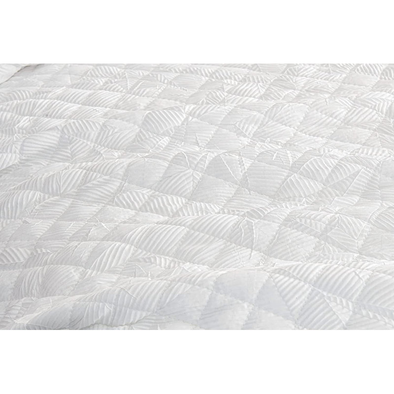 Lightweight Diamond Stitch Coverlet Crinkle Textured Quilt Set, Gray, King Quilt + 2 King Shams