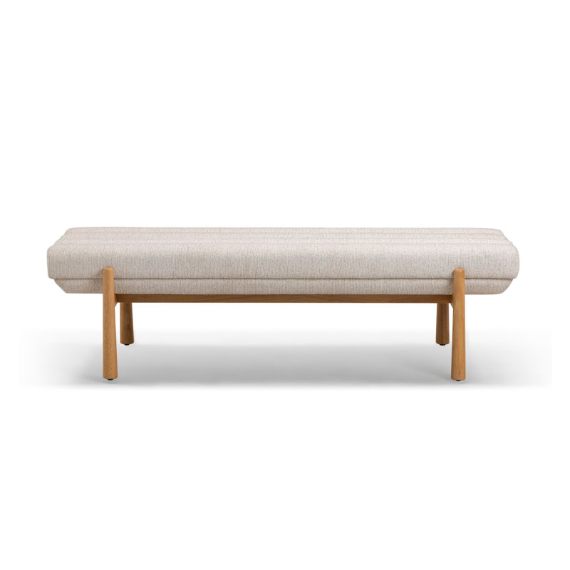 Julianna Cream Textured Fabric Bench, Cream