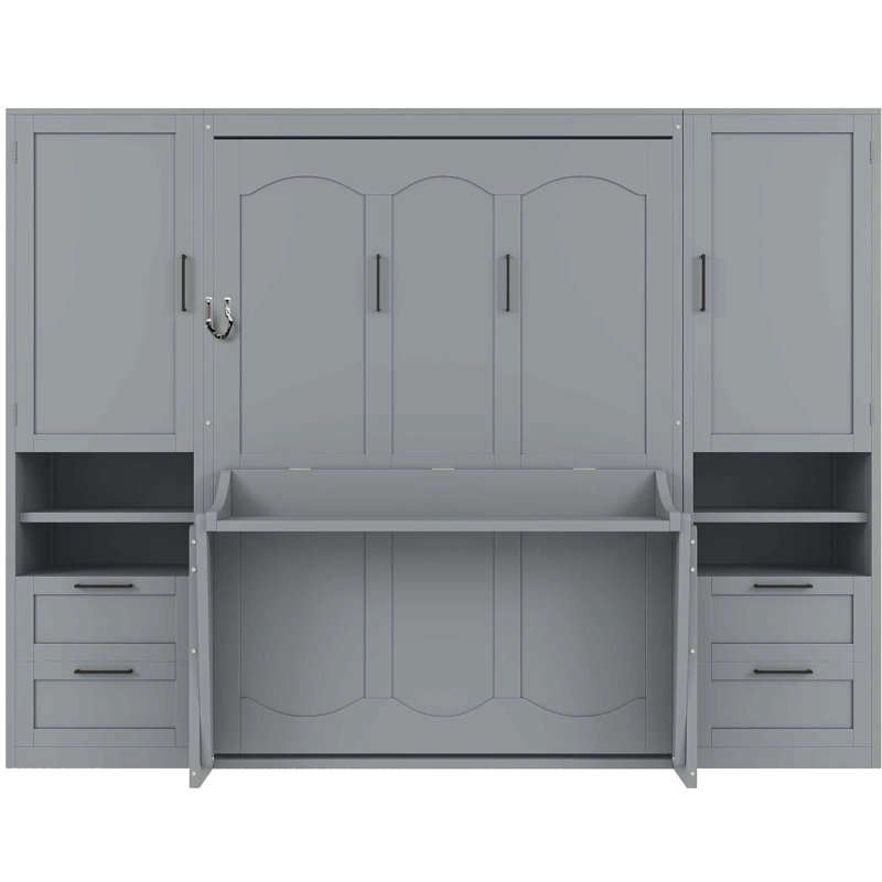 Full Size, Grey, Bed, Under - Bed Storage, Built In Drawers, Transform, Apartments, Comfortable Homes, Organize, Personal Items, Selectable Colour Wall Storage Shelf, Side Flip, Keep Space Tidy,