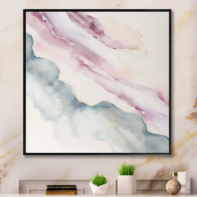 «Mystery Of The Waves In Elevated Blush IV», reproduction sur toile, H 16 po x l 16 po x P 1 po, Toile avec cadre flottant or