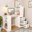 Bureau d'ordinateur avec prise 4-en-1 et 3 tiroirs, 4 tablettes de rangement à 4 niveaux, stratifié au fini bois carbonisé pour bureau à domicile, bureau, chambre à coucher-576021168