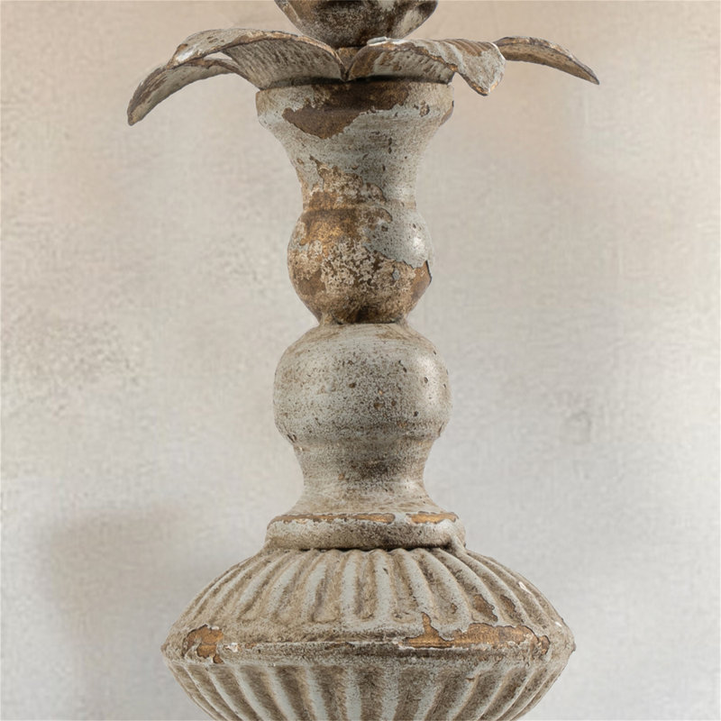 Rustic Gray Flower Candle Holder, Elegant Rustic Design, Vintage Home Decor