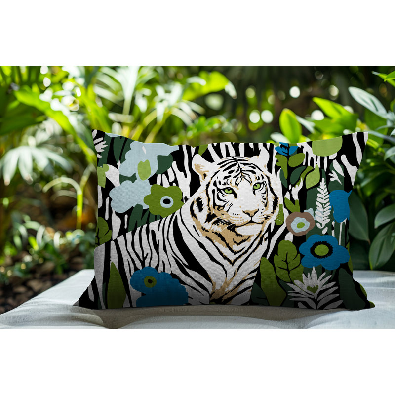 Oreiller rectangulaire réversible intérieur / extérieur Wilo Tiger, Turquoise, H 20 po x l 14 po