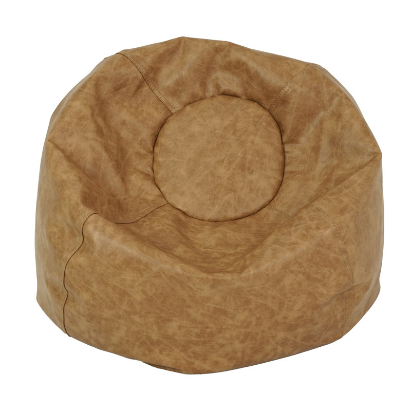 Standard Faux Leather Classic Bean Bag, Pecan Faux Leather, 19" H x 22" W x 22" D