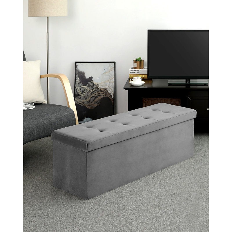110x38x38cm 110cm Wide Rectangle Cube Ottoman with Storage, Grey