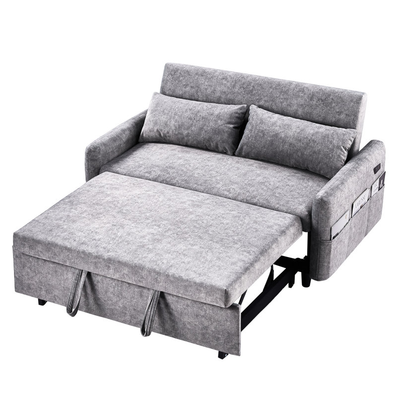 2 sièges avec lit escamotable réglable de couleur grise, coussins, poches de rangement, pour un usage domestique, Gris