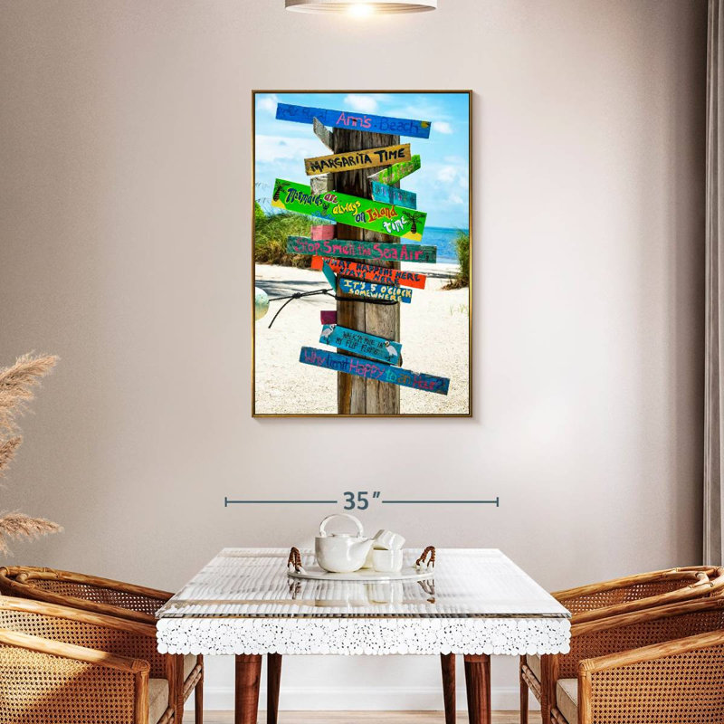 Panneaux de plage, Cadre flottant doré, 29 po x 43 po
