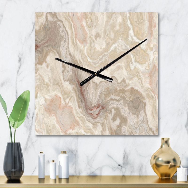 White Onyx Natural White Marble - Glam Wall Clock, Small