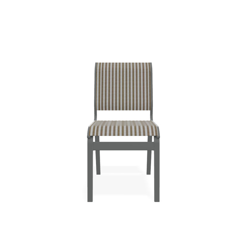 Hiraku Premium All-Weather Wicker Outdoor Dining Side Chair with Cushion, Textured Graphite, Tan