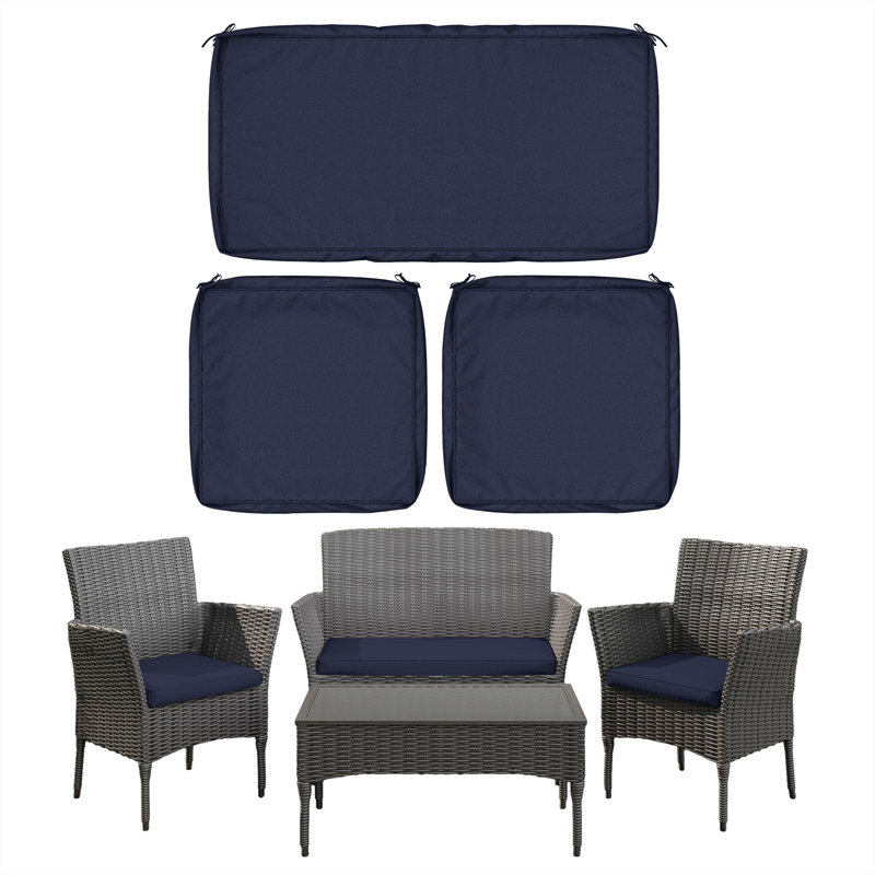 Ensemble de 3 housses de coussin de siège d'extérieur, housses de remplacement pour meubles de patio résistantes à l'eau