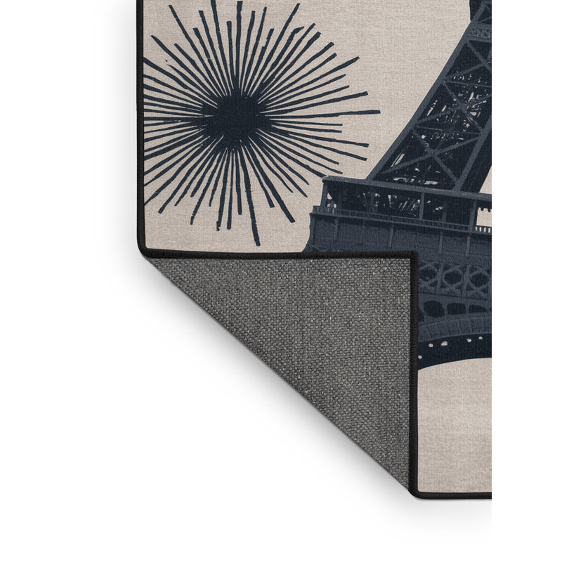 Tapis beige moelleux doux et moelleux de la Tour Eiffel Paris Tour Eiffel, 7 x 9