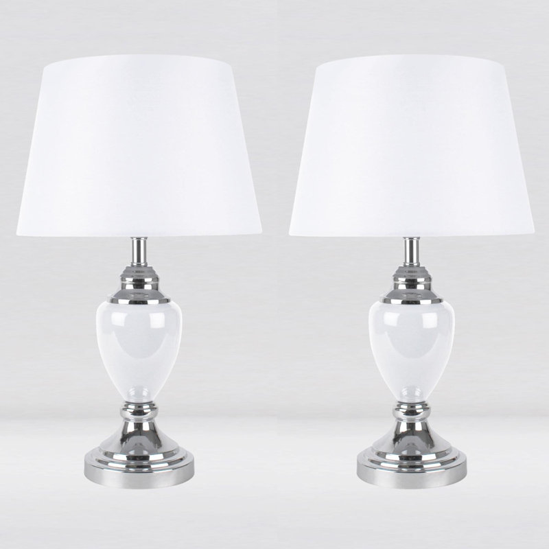 Sandin Metal Table Lamp, Polished Chrome/White, White