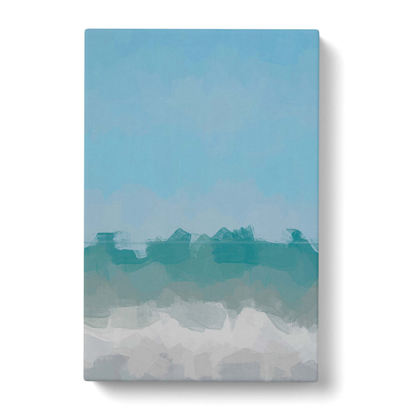 Aqua Green Horizon In Abstract - Wrapped Canvas Painting, 50cm H x 35cm W x 3cm D