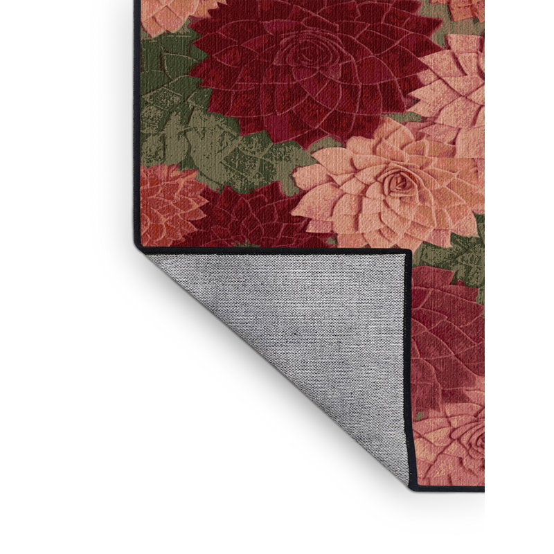 Machine Washable Botanical Brown Area Rug, Round 8'