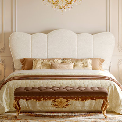 Fabric Upholstered Headboard Adjustable Height Modern Crown Bed Headboard For 8-14 Inch Mattress