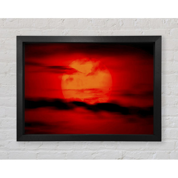 Ebern Designs Red Sun Clouds - Single Picture Frame Art Prints ...