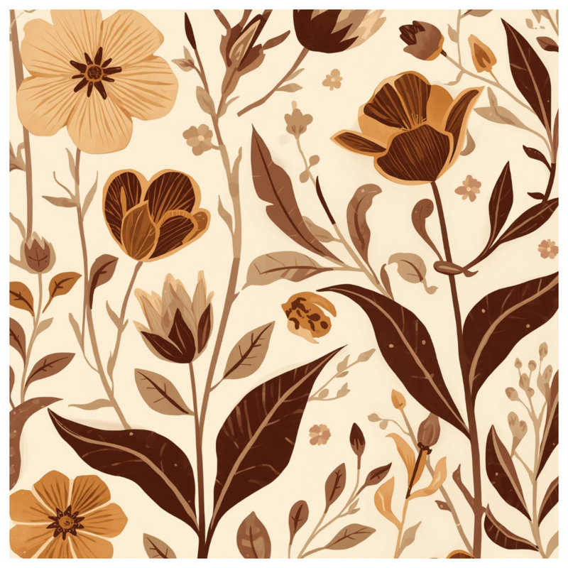 Rideaux de fenêtre à motif floral Botanical Floral Illustration - 1 panneau, 50" x 80" - 1 Panel, Sheer