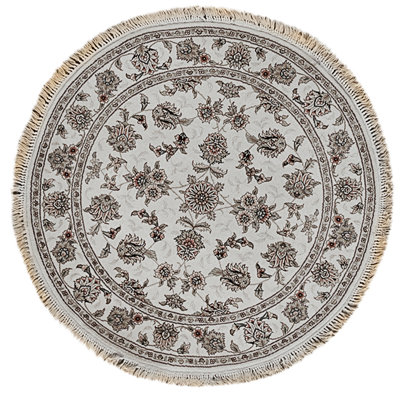 High-Quality Hand-Knotted Ivory Area Rug