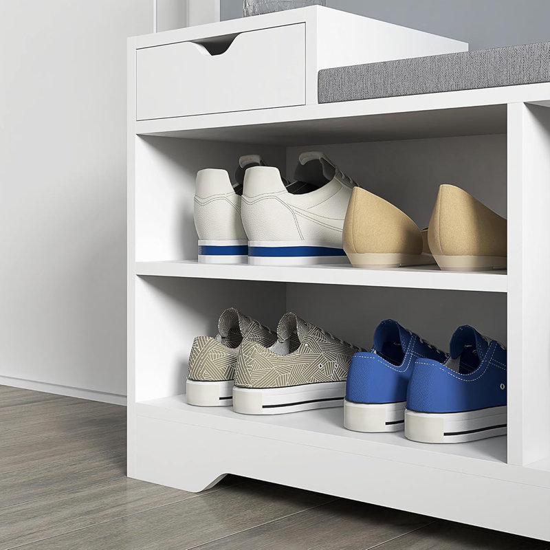 5 Pair Shoe Storage Bench, White