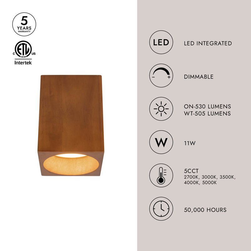 Rozek 1 - Light LED Semi Flush Mount, Natural Oak