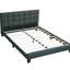 Lit plateforme double moderne avec tête de lit capitonnée en polyfibre gris anthracite, aucun sommier requis-212446032