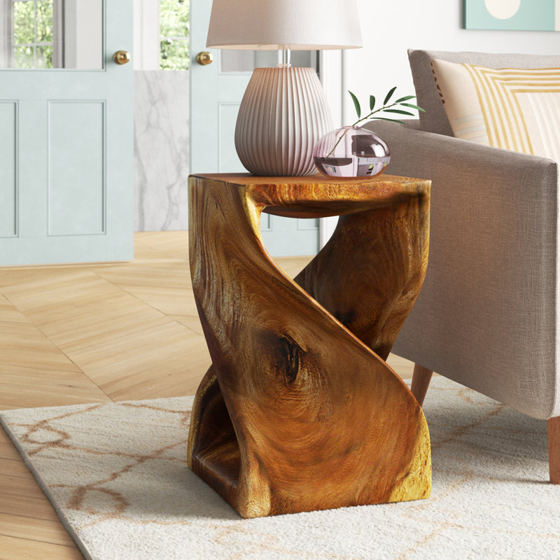 Table de bout en bois massif Channen, Bois antique, H 20 po x l 15 po x P 15 po