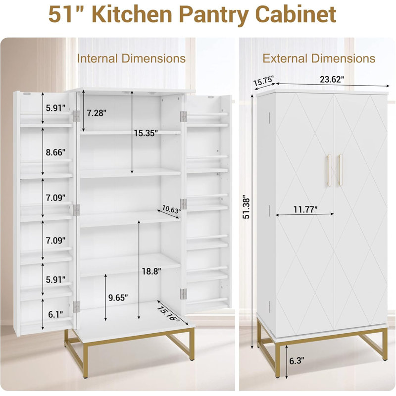 Lisbed 51'' Kitchen Pantry, Engineered Wood