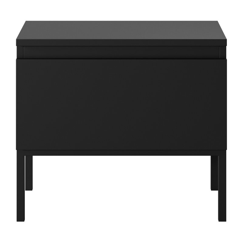 Moaad 49cm W Steel Bedside Table, Black/Gold