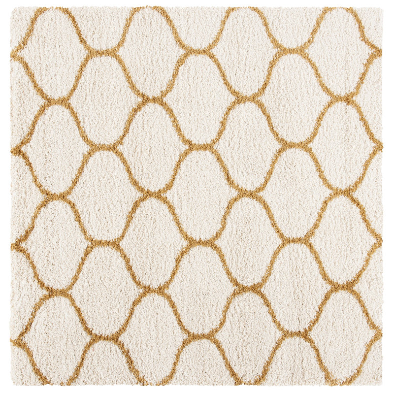Subrahmanyam Performance Geometric Rug, Square 7', Gold/Ivory