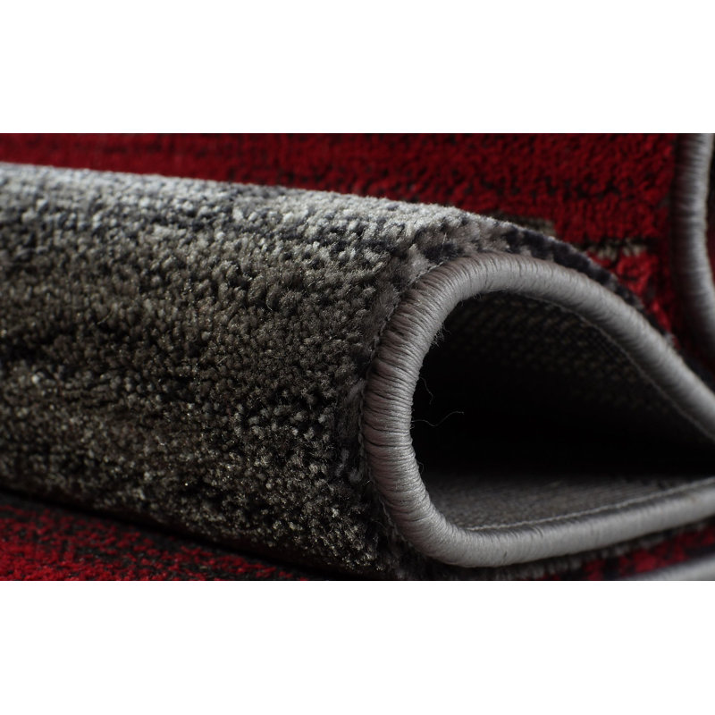Tapis contemporain rouge ou gris à motif abstrait Chan - article de déco en polypropylène de 5 pi x 8 pi ou de 6 pi x 9 pi pour votre pièce