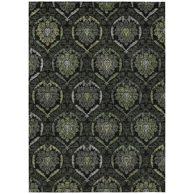 Tapis intérieur lavable 9 pi x 12 pi vert gris et gris anthracite
