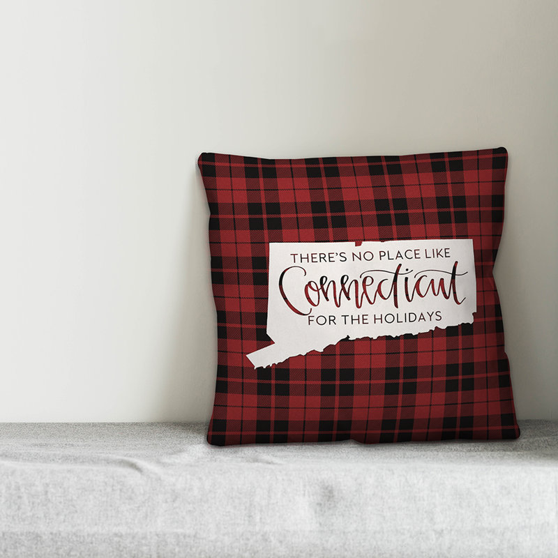  Coussin décoratif Il n'y a pas de place comme chez-soi pour les fêtes, 16 po x 1 po, Connecticut
