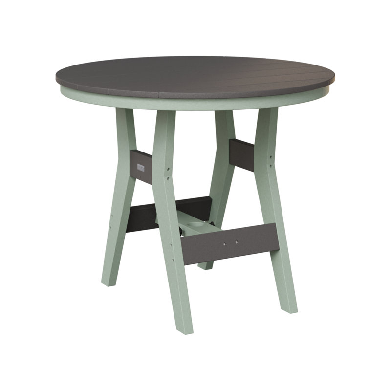 Harbor Outdoor Round Bar Table, Seafoam, Smoke Gray