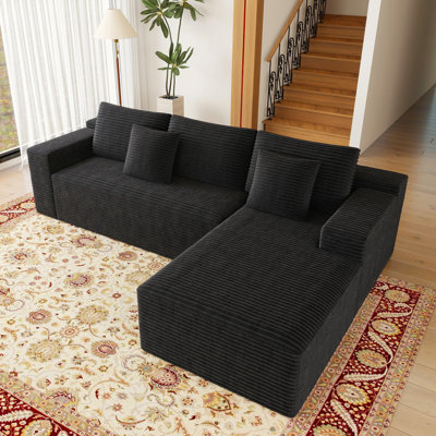 Canapé modulaire en forme de L 104 po Koli Boneless, canapé pour 4 personnes, velours côtelé