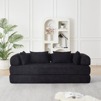 Canapé-lit convertible 78,9 po, chenille, accoudoirs amovibles pour le bricolage