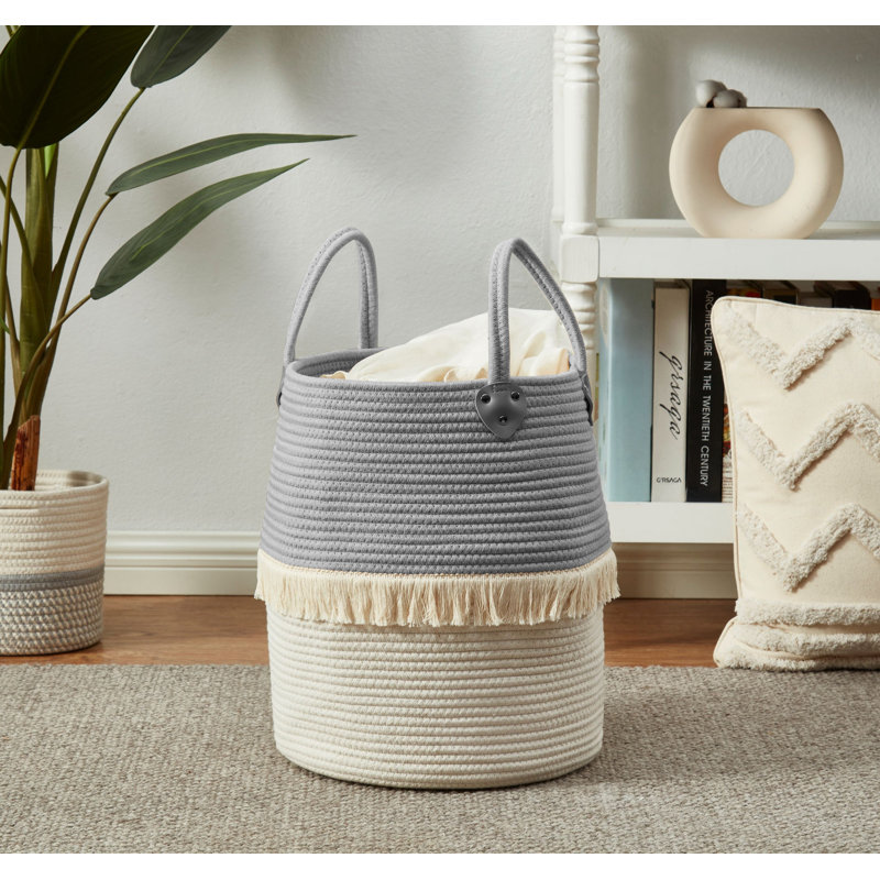 Panier en tissu, Gris / ivoire